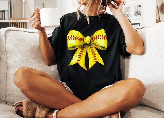 Coquatte Softball Bow Shirt, Fall Coquette Softball Bow Shirt, Retro Softball Shirt, Softball Bow Shirt, Softball Mom, Game Day Shirt