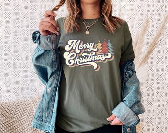 Retro Merry Christmas Shirt,70s Style Merry Christmas Shirt,Merry Christmas Shirt,Christmas Party Shirt,Merry Christmas Gift,Plus Size Shirt