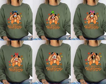 Mickey And Friends Thanksgiving Sweatshirt,Thanksgiving Group Shirt,Family Thanksgiving Shirt,Thanksgiving Matching Shirt, Fall Disney Shirt