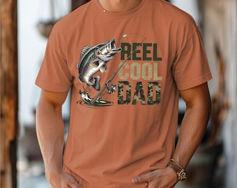 Comfort Colors Retro Reel Cool Dad Shirt,Wishin' I Was Fishin' Shirt,Fishing Dad Tee,Bass Fishing Shirt, Fathers Day Gift,Dad Birthday Shirt