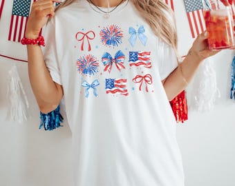 Coquette 4th Of July Shirt, 4th Of July Shirt, American Flag Shirt, Patriotic Coquette Shirt, Patriotic Shirt,Coquette Bow 4th Of July Shirt