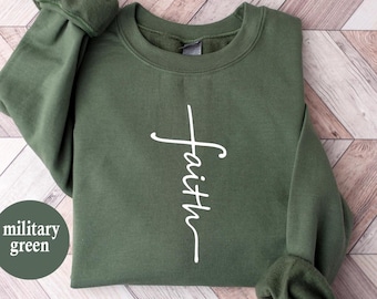 Faith Sweatshirt, Faith Gift, Christian Sweatshirt, Faith Cross Sweatshirt, Christian Gift, Love and Grace Shirt, Vertical Cross Sweatshirt
