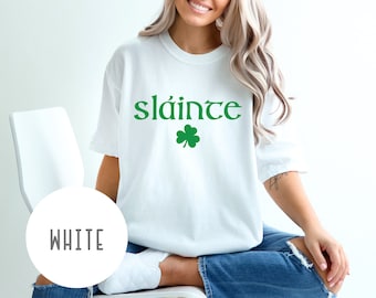 Comfort Colors Slainte Shirt, Womens St Patrick's Day Shirt, Saint Patricks Day Shirt, Lucky Shirt, Vintage Irish Shirt,Cute St Patricks Day