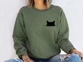 Cat Sweatshirt,Cute Cat Sweatshirt,Black Cat Shirt,Cat Peeking Sweatshirt,Womens Funny Sweatshirt,Gift for Cats Lover,Cat Mom Sweatshirt
