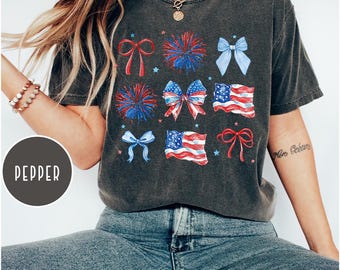 Comfort Colors® Coquette 4th Of July Shirt, 4th Of July Shirt, American Flag Shirt, Patriotic Coquette Shirt, Coquette Bow 4th Of July Shirt
