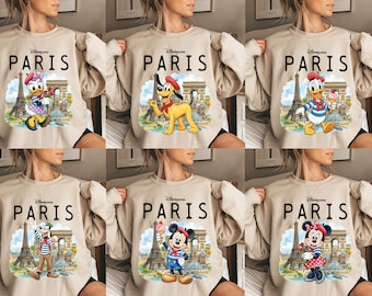 Disney All Characters Paris Matching Sweatshirt, Disneyland Paris Family Matching 2026 Outfits, Mickey and Friends Paris Shirt, WDW Trip Tee