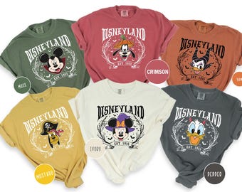 Comfort Colors Vintage Disneyland Halloween All Characters Shirt, Mickey And Friends Halloween Shirt,Disney Family Halloween Party Shirt
