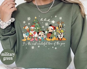 Vintage It's The Most Wonderful Time of The Year Disney Christmas Sweatshirt, Cartoon Mickey Friends Christmas Party 2025, Mickey & Friends