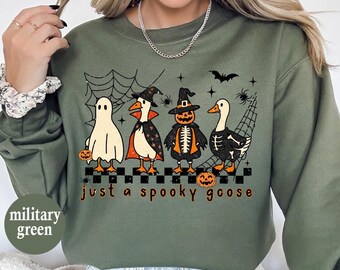 Just a Spooky Goose Halloween Sweatshirt, Goose Lover Shirt,Goose in Halloween Shirt,Ghost Goose Shirt, Funny Goose Shirt,Spooky Goose Shirt