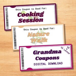Regalo de la abuela para mamá Bucks Libro de cupones imprimible para el 70.° cumpleaños Descarga digital Regalo del 60.° cumpleaños Regalos del Día de la Madre