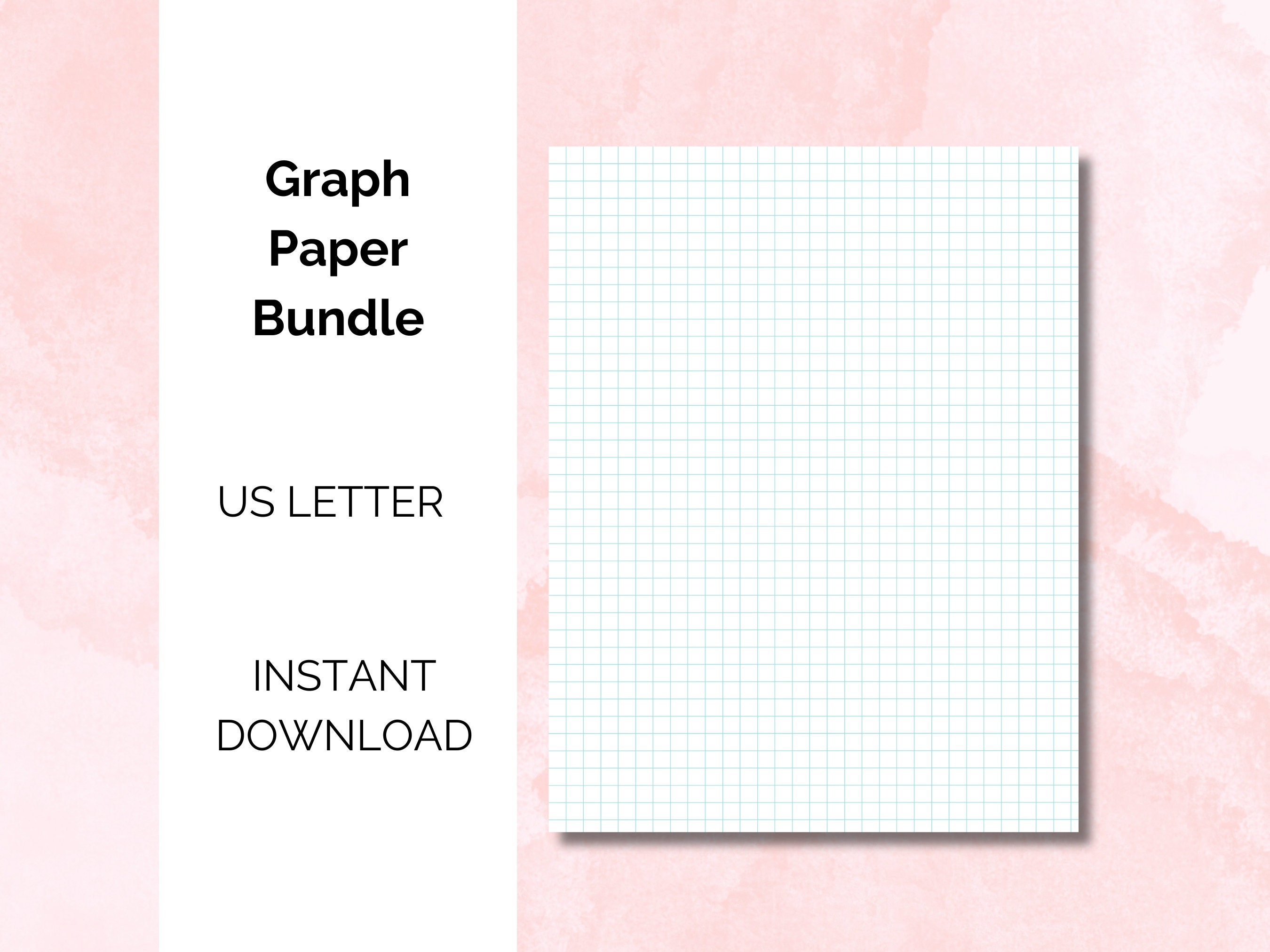 Graph Paper Template Bundle, Printable Notebook, US Letter Size ...