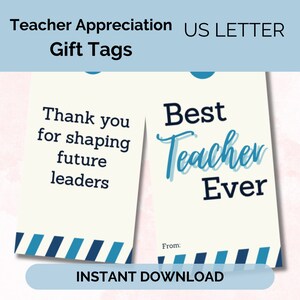 Teacher Appreciation Week Printable Gift Tag Bundle | Friends Teacher Gift | Thank You Note | Instant Download