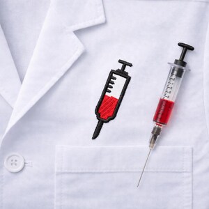 Syringe Embroidery Design | Medical Injection Line Embroidery File | Nurse Doctor Scrubs Logo - for Embroidery Machine digital file