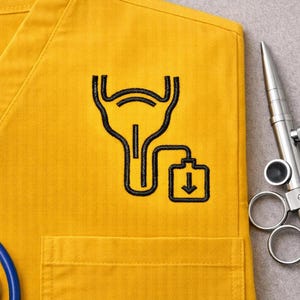 Diseño de bordado para urología / Archivo de bordado médico para catéter y bolsa de orina / Logotipo de uniformes médicos para médicos y enfermeras