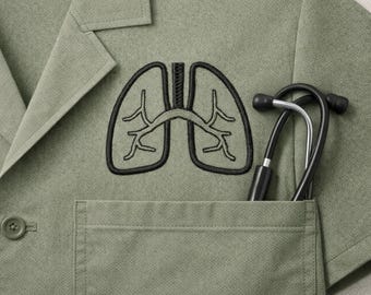 Disegno per ricamo polmonare / File per ricamo medico respiratorio di pneumologia / Logo per camici da medico