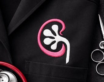 Diseño premium de bordado de riñón para nefrólogos y urólogos / Bordado médico anatómico realista