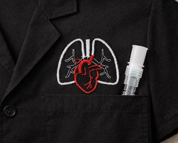 Lung & Heart Embroidery Design | Pulmonology Respiratory Medical Embroidery File | Doctor Scrubs Logo