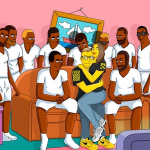 Custom Simpson Family Portrait, Custom Simpson Couple Portrait,Custom Simpsons Couch Simpson Portrait, Personalized Simpsons family portrait