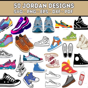 50 Sneaker Svg Bundle, Sneakers Svg, Running Shoes, Sneaker Clipart, Png for Sublimation, Basketball Shoes Svg Files for Cricut, Silhouette