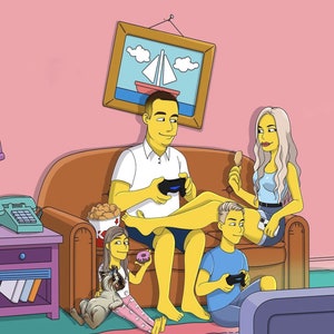 Simpson Portrait, Simpsons Gift, Simpsons character, Christmas gifts, Digital drawing, Simpsons drawing