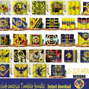 Vasos inspirados en el América. Plantillas del Club América para sublimación. Diseño para vaso delgado de 20 oz.