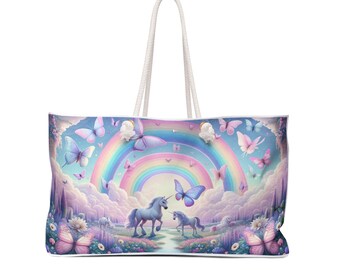 Unicorns, Butterflies, & Rainbows Weekender Bag