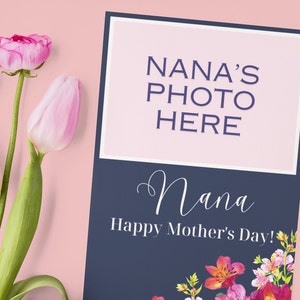 Tarjeta fotográfica personalizable para el Día de la Madre: nombre personalizado imprimible para abuela, abuela, abuela, mamá, tía, etc.: descarga instantánea en formato PDF y PNG