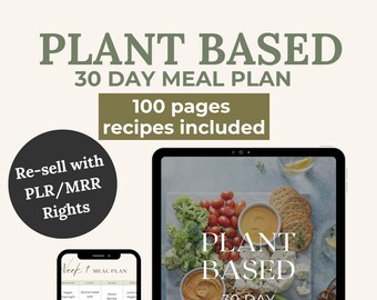 PLR Healthy Recipes Meal Prep, MRR Veganes Rezeptbuch, pflanzlicher Essensplaner, Ernährung, digitaler wöchentlicher Essensplaner, druckbar, Download