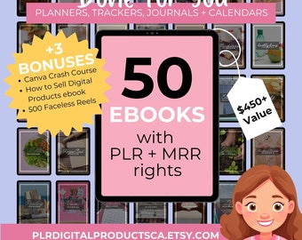 Ebook Bundle MRR Resell Rights, PLR Digital Products, Passive Income, Ebook Template Canva, dfy Journals