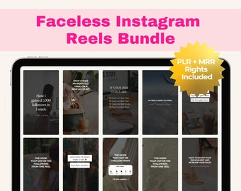 Faceless Instagram Reels Bundle with PLR + MRR Master Resell Rights, Faceless Marketing, Canva Templates, Videos