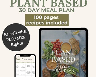 PLR Healthy Recipes Meal Prep, MRR Vegan Recipe Book, Plant Based Meal Planner, Nutrition, Digital Weekly Meal Planner, Printable, Download