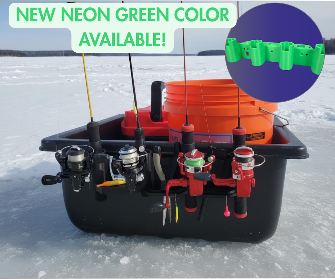 fishing rod holders for sled Ice Holder, 4-Rod Storage or Wall Mount, Secure Organization for Fishing Gear : Sports & Outdoors this case is a smart choice for transporting your ice combos and gear Ice Fishing Rod Holder 2