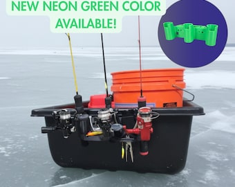 Ice Fishing 3 Rod Holder: Sled/Wall Mount with Optional Tool Holder