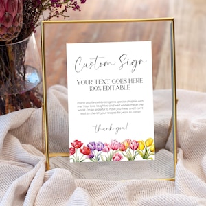 LOVE is in BLOOM vrijgezellenfeest aangepast bord | Tulpenthema | Aquarel rood roze geel paarse bloemen | 100% tekst bewerkbaar in canvassjabloon