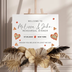 Placa de boas-vindas com tema de PIZZA | Placa de pizza em formato de coração | Placa de noite antes do casamento | | Pôster pré-casamento | Citação engraçada | DOWNLOAD INSTANTÂNEO