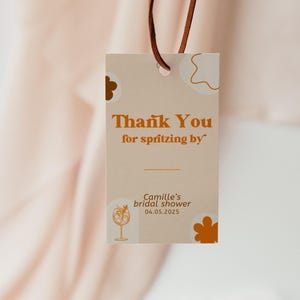 APEROL SPRITZ Afdrukbare bedanktag | Modern Eenvoudig Italiaans | Minimalistische en elegante kaart Citrusoranje | Aanpasbaar cadeaulabel voor gunsten