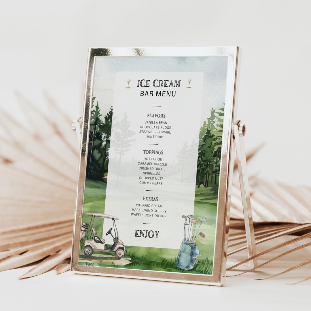 GOLF Ice Cream Bar Menu Template, Wedding Shower Table Sign ...