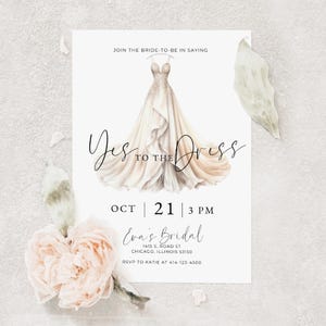 I Said JA to the DRESS Brautparty Einladung, Hochzeitskleid Jagd Einkaufskarte, digitales Kleid passende Schild, made in Canva