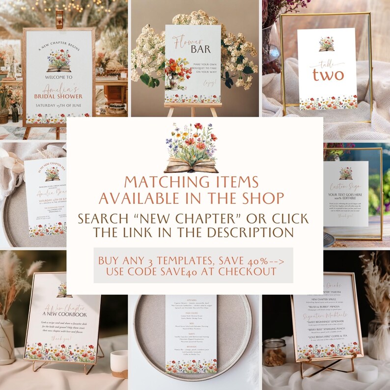 A New Chapter Begins Bar Menu Sign Printable | Digital Canva Template ...