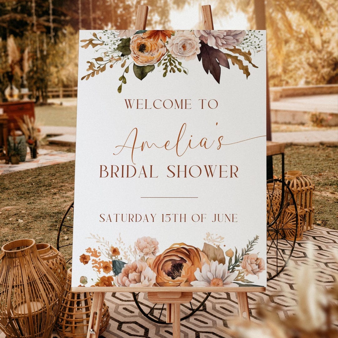 Rustic Welcome Flowers Boho Terracotta Flowers Bridal Shower Welcome Sign, Rustic Garden Theme ...