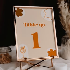 Placa de números de mesa APEROL SPRITZ 5x7" | Italiano moderno e simples | Cartão minimalista e elegante Citrus Orange | Editável no modelo Canva