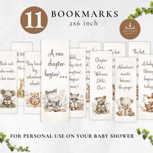 Può includere: Undici segnalibri ad acquerello con animali del bosco che leggono libri. Ogni segnalibro misura 2 pollici per 6 pollici e presenta una citazione diversa sulla lettura e i bambini. Le citazioni includono "Una piccola avventura avanti!" e "Un nuovo capitolo inizia..."