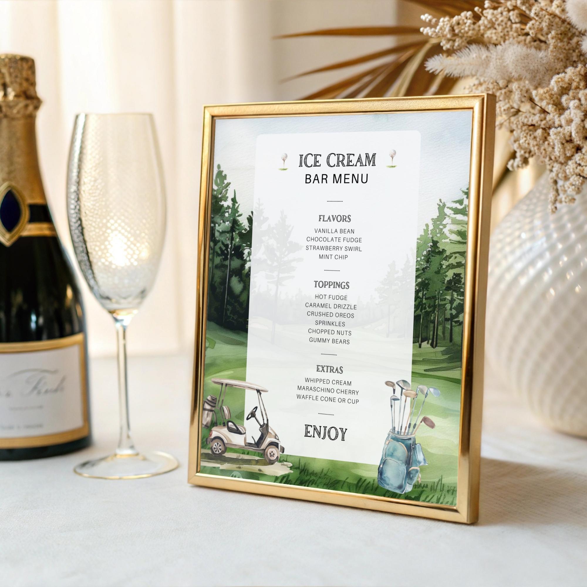GOLF Ice Cream Bar Menu Template, Wedding Shower Table Sign ...