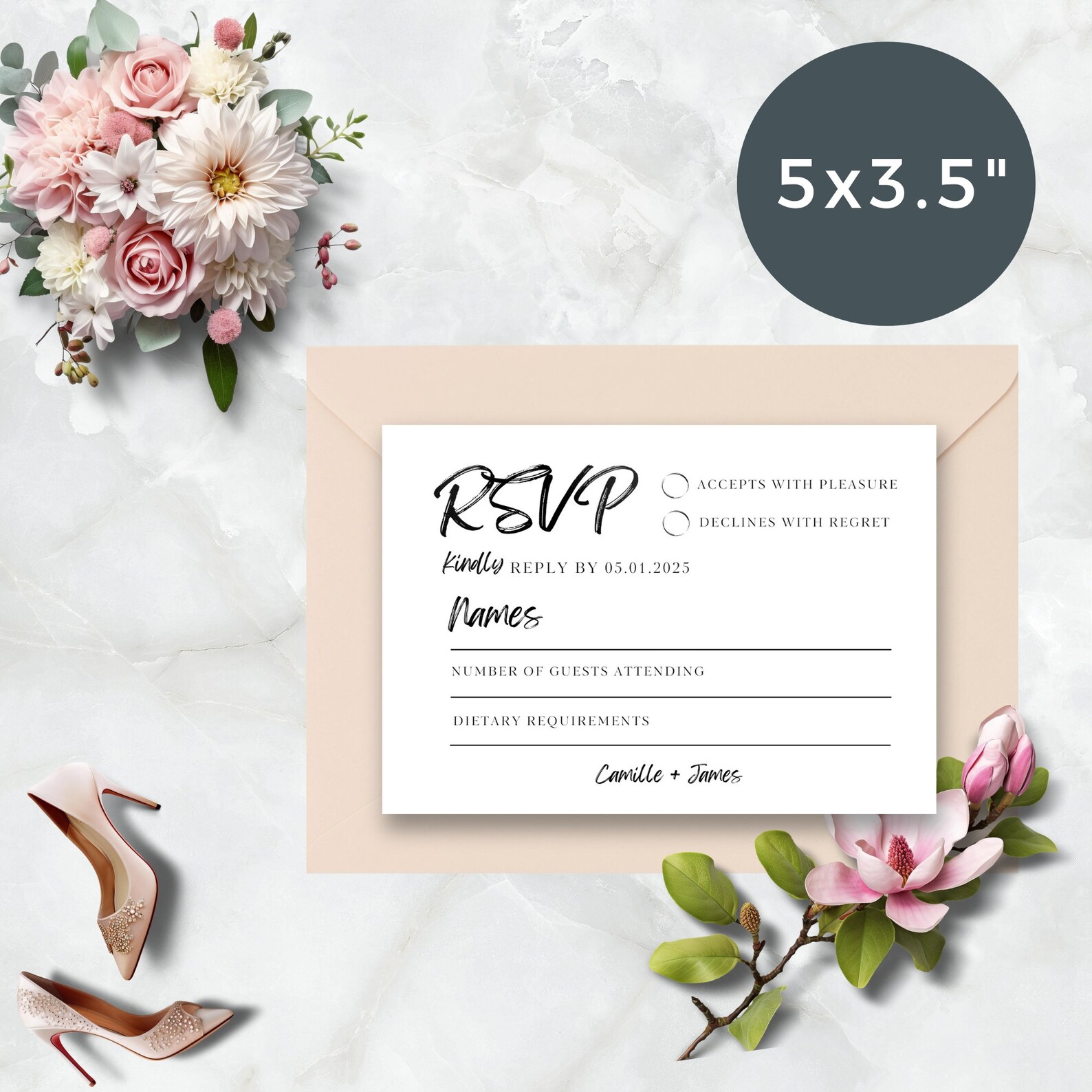 Minimalistic RSVP Card Template INSTANT DOWNLOAD, Printable Wedding ...