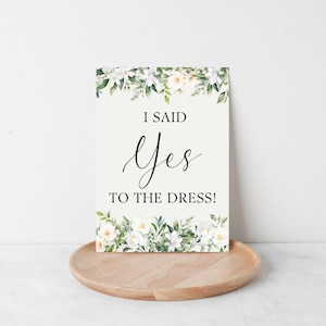 Ich habe JA zum Kleid gesagt, Braut, um Karte zu sein, Hochzeitskleid kaufen, INSTANT DOWNLOAD, druckbare Flip-Karte, bearbeitbare Vorlage, weiße Lilie