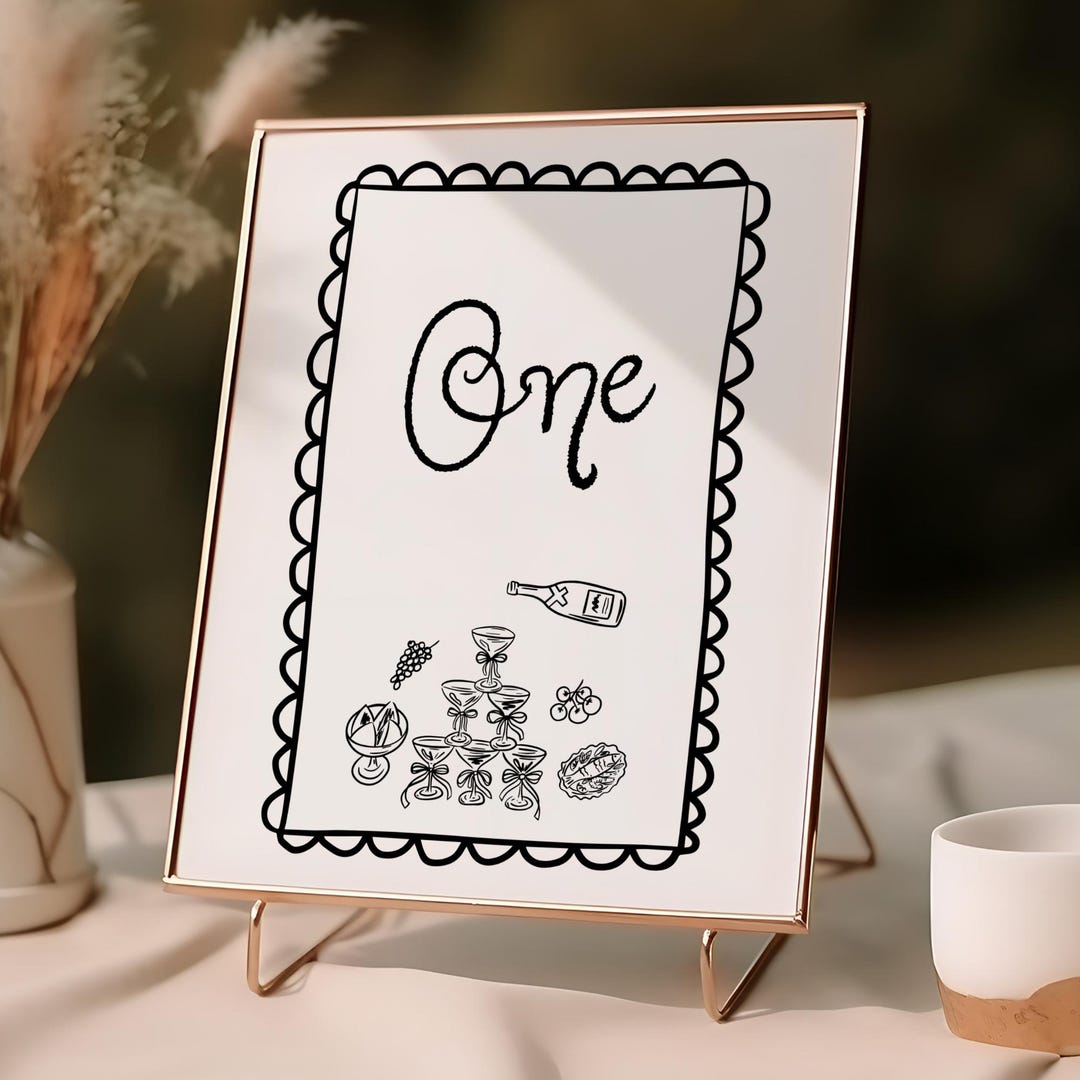 Table Numbers Printable Handwritten | Italy Hand Drawn Doodle ...