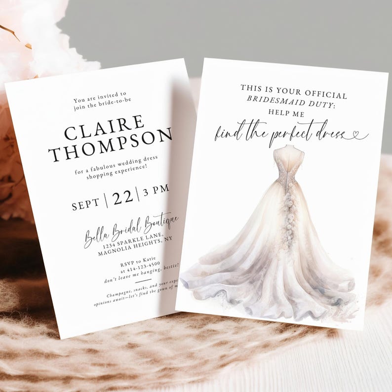 Help Me Say YES to the DRESS Bridal Shower Party Invitation, Wedding ...