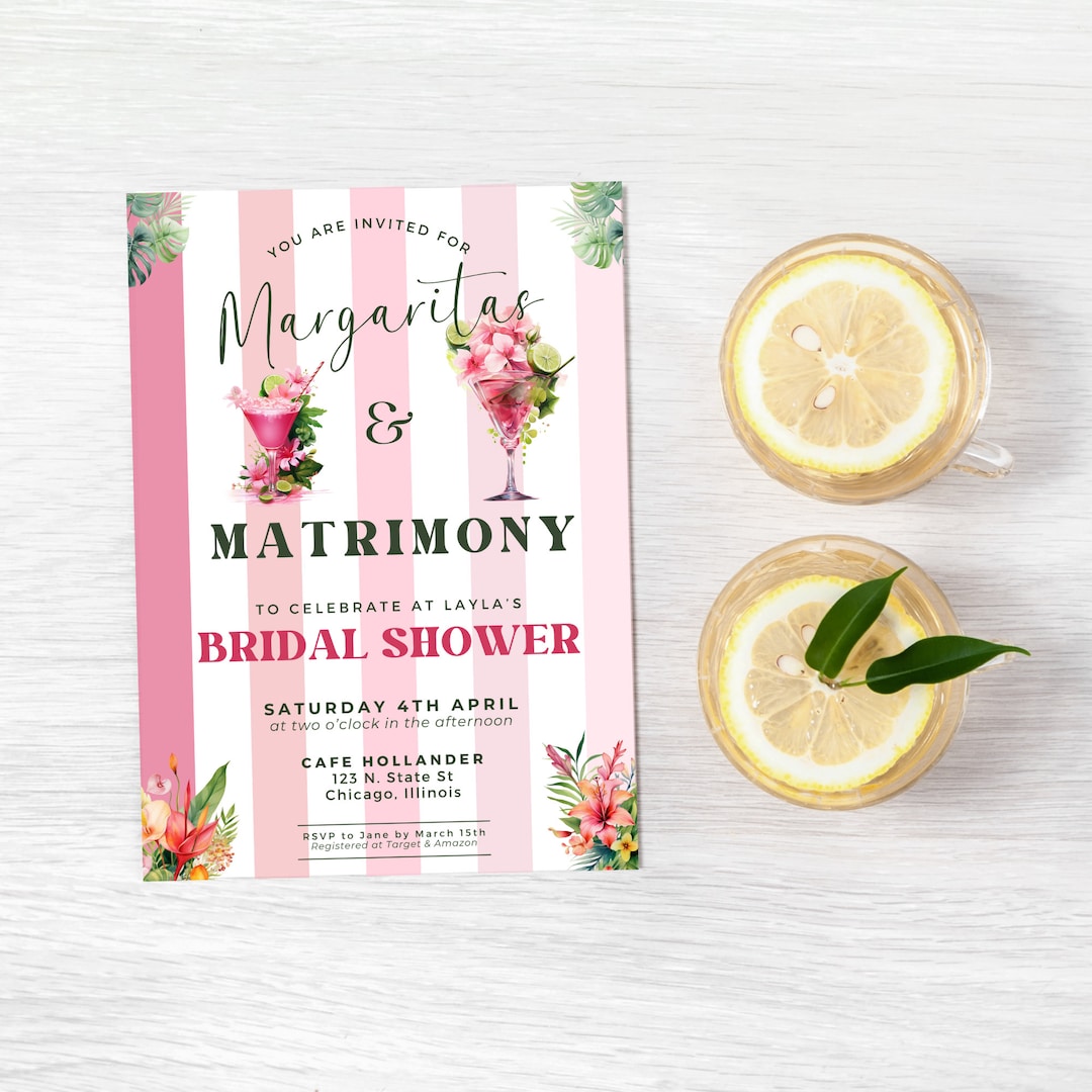 MARGARITAS and Matrimony Bridal Shower Invitation Template INSTANT