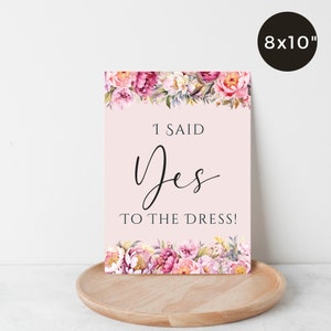 J'ai dit OUI au signe de la robe, future carte de mariée, achats de robe de mariée, TÉLÉCHARGEMENT IMMÉDIAT, carte à rabat imprimable, modèle modifiable, floral rose