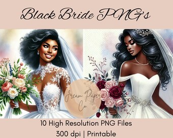Black Bride PNG, Affirmation Cards, Black Love, Black Wedding Favors, African American Bride, Wedding Affirmation Cards